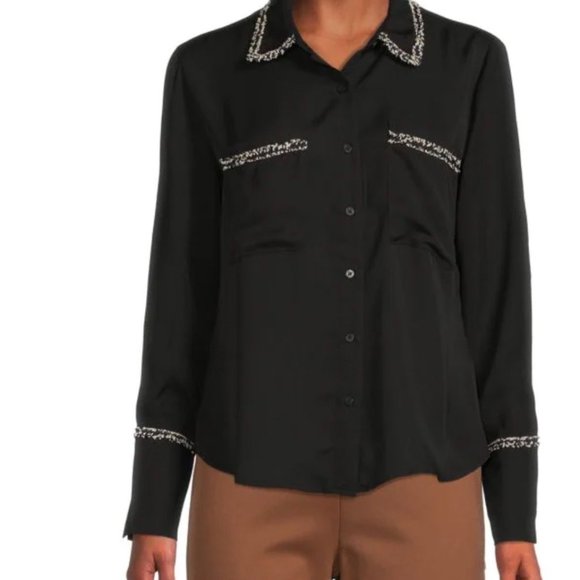 LAUNDRY BY SHELLI SEGAL Bouclé Trim Shirt - Picture 10 of 10